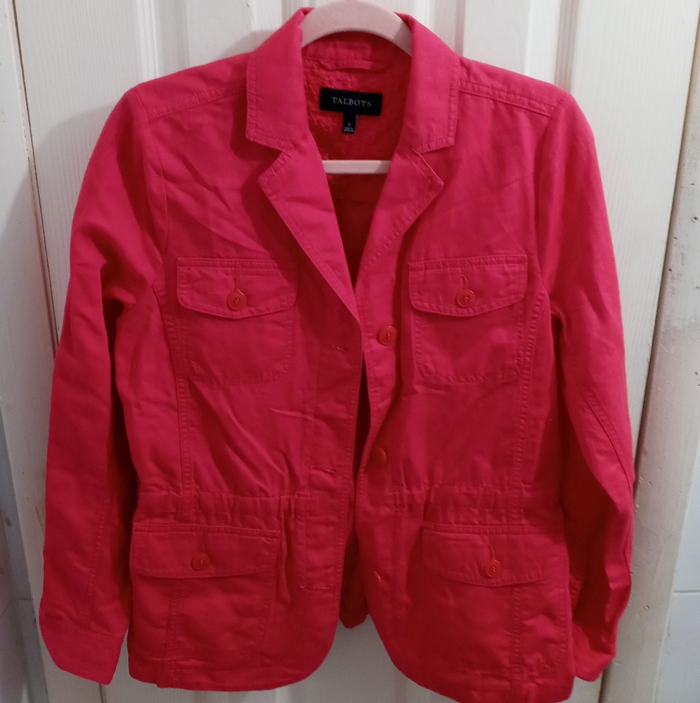 Talbots Raspberry Linen Jacket Size Small - Picture 8 of 8